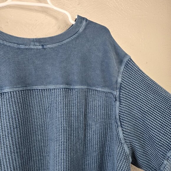 Free People One Blake Thermal Shirt XL Blue Oversized Relaxed Fit Streetwear NWT - Picture 12 of 14